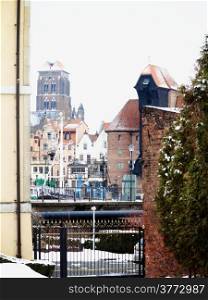 Old Town of Gdansk (Danzig) in Poland and the Crane (Polish: Zuraw)