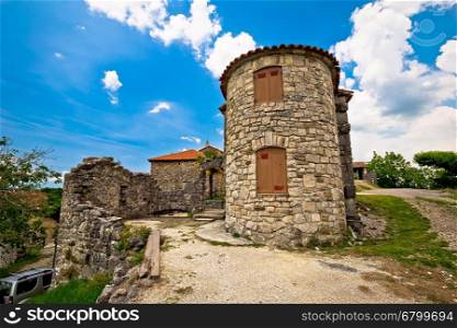 Old town of Hum stone architecture view, Istria, Croatia