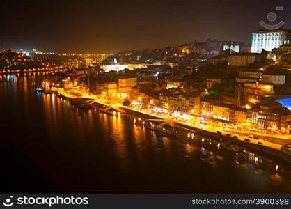 Old Town of Porto at night, Portugal