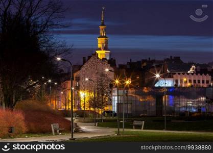 Old Town of Poznan with Town Hall at night, Poland. Night Old Town of Poznan, Poland