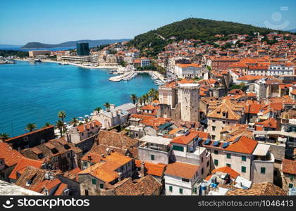 Old town of Split in Dalmatia, Croatia. Split is the famous city and top tourism destination of Croatia and Europe.