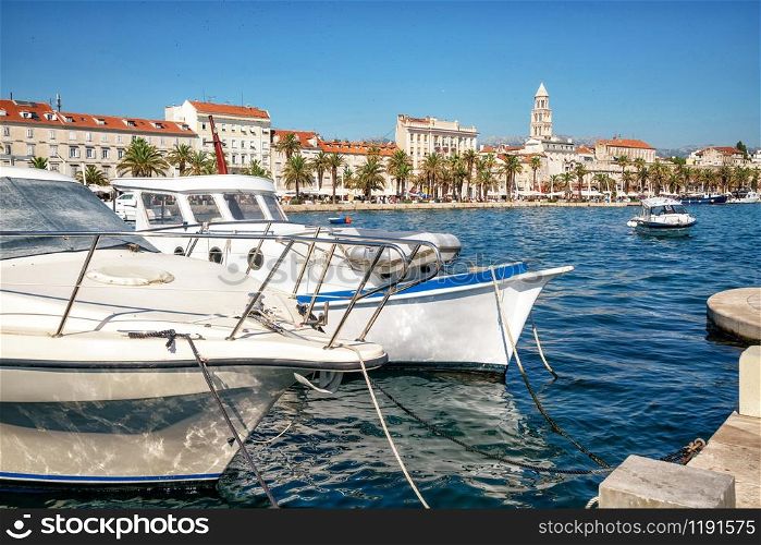Old town of Split in Dalmatia, Croatia. Split is the famous city and top tourism destination of Croatia and Europe.