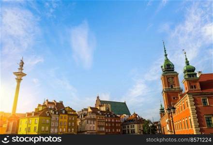 Old Town of Warsaw at sunset, Poland. Old Town of Warsaw