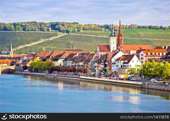 Old town of Wurzburg and Main river waterfront view, Bavaria region of Germany