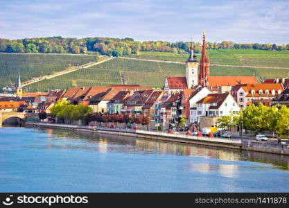 Old town of Wurzburg and Main river waterfront view, Bavaria region of Germany