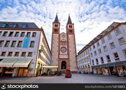 Old town of Wurzburg cathedral and square architecture view, Wurzburger Dom, Bavaria region of Germany