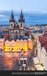 Old Town Square at dusk Prague, Czech republic