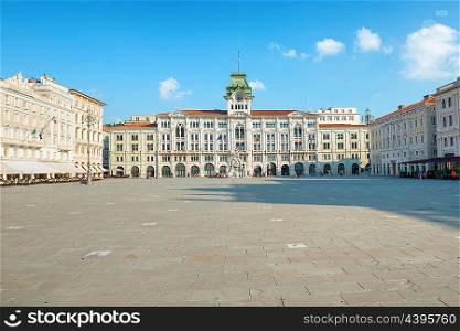 Old town square in european city. Italy, Triste