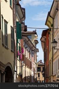 Old town streets in Salo on banks of Lake Garda in Italy