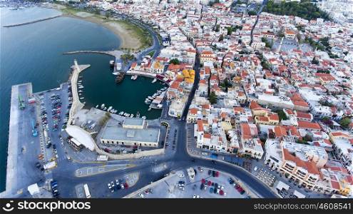 old town with venetian port at seashore