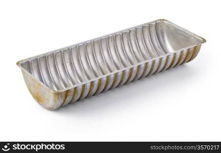 Old traditional baking pan and moulds for cake with clipping path