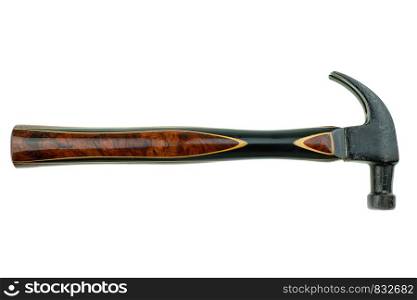 Old traditional curved claw hammer on white background