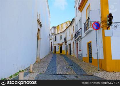 Old traditional portuguese street in Lagos the Algarve Portugal