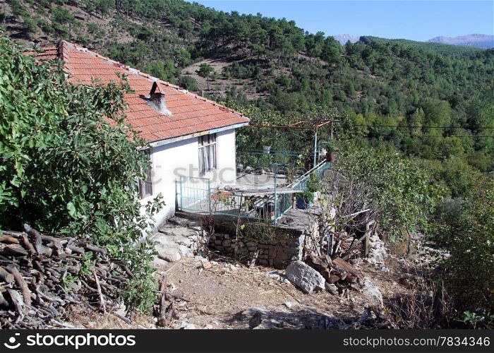 Old traditional turkish house near forest in Turkey