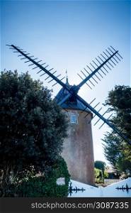Old traditional windmill in Re island, France. Old traditional windmill in Re island