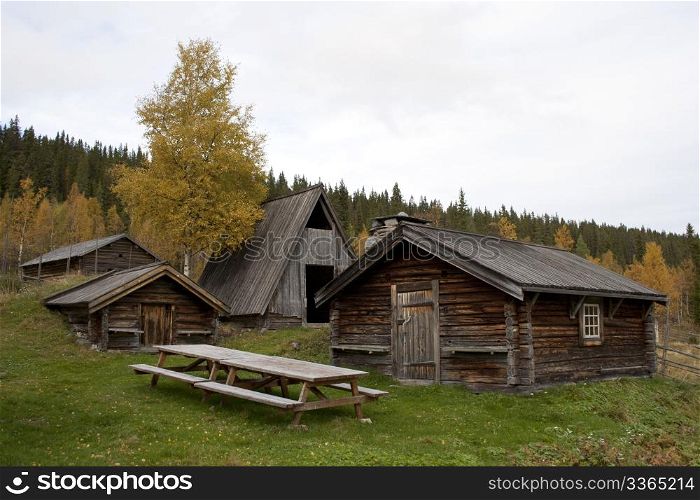 Old traditional wooden cabin in Sweden