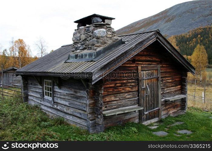 Old traditional wooden cabin in Sweden
