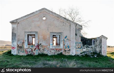 Old train station abandoned in the countryside