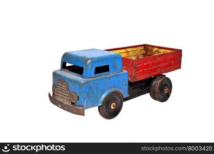 old truck communist era retro toy over white background