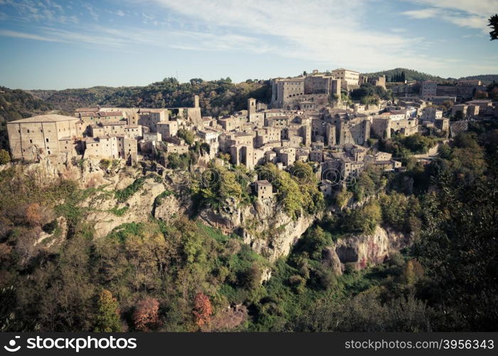 Old tuff town Sorano. Tuscany. Italy.