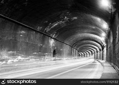 Old tunnel in black and white