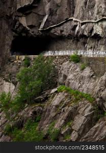 Old tunnel in norwegian stone mountains, Norway Scandinavia. Old tunnel in norwegian rocks mountain