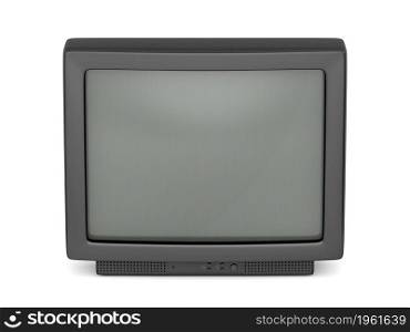 Old TV on white background, front view