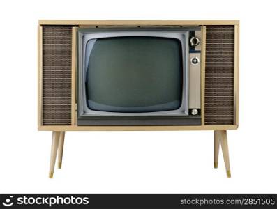 old TV set isolated over white
