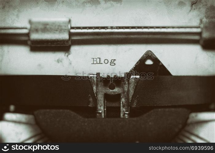Old typewriter, with the written word Blog