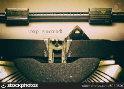 Old typewriter, with the written word Top Secret
