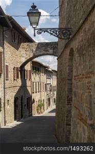 Old typical street of Citerna, historic village in Arezzo province, Tuscany, Italy