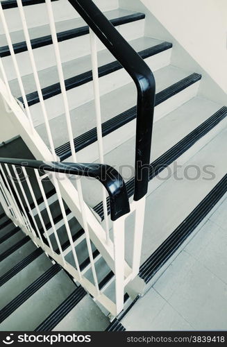 Old ugly and dirty staircase of a 1960s apartment building.