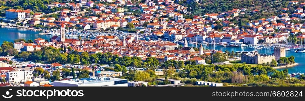 Old UNESCO town Trogir aerial panorama, Dalmatia, Croatia