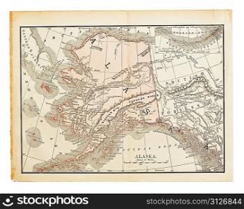 Old United States (Alaska) map from XIX century