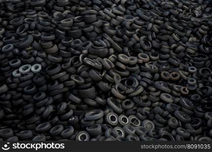 Old used car tires. A pile of black tires, abstract background. Neural network AI generated art. Old used car tires. A pile of black tires, abstract background. Neural network AI generated