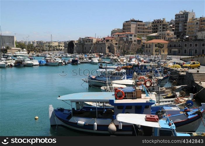 Old Venetian port in the town of Heraklion on Crete island in Greece