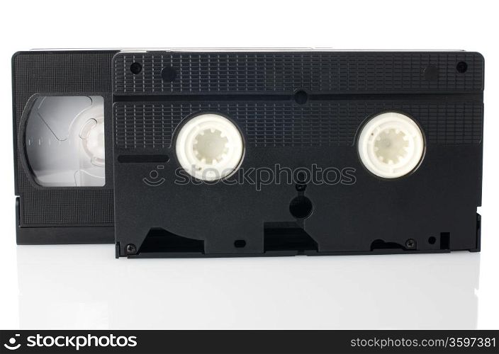 Old VHS Video tapes isolated on white background.