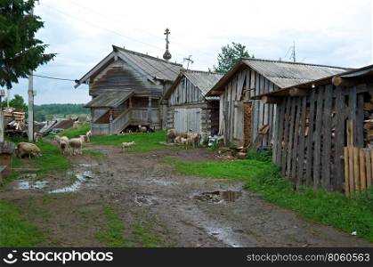 Old village chapel . North Russian village. Kenozerye. Arkhangelsk region, Russia