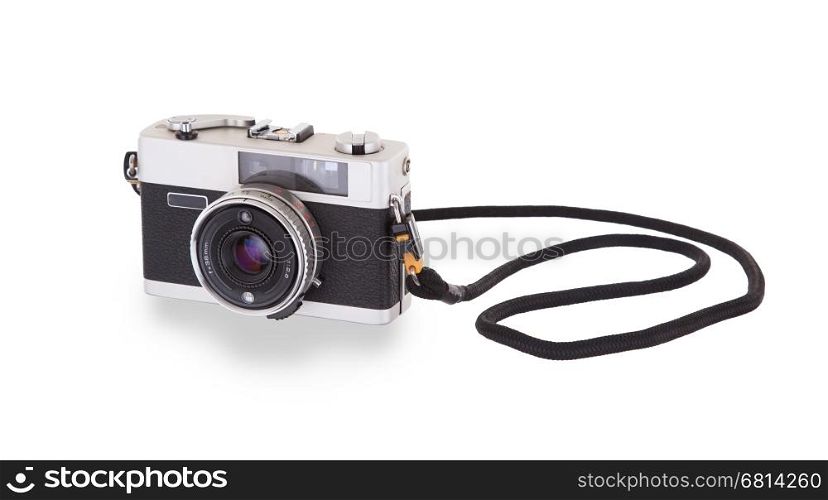 Old vintage camera isolated on white background