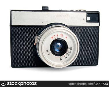 Old vintage entry-level camera isolated on white background