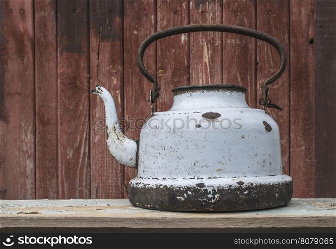 Old vintage metal teapot.