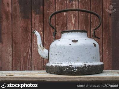 Old vintage metal teapot.