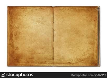 Old vintage open book isolated on white background. Vintage open book isolated on white background
