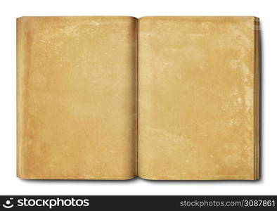 Old vintage open book isolated on white background. Vintage open book isolated on white background