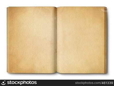 Old vintage open book isolated on white background. Vintage open book isolated on white background