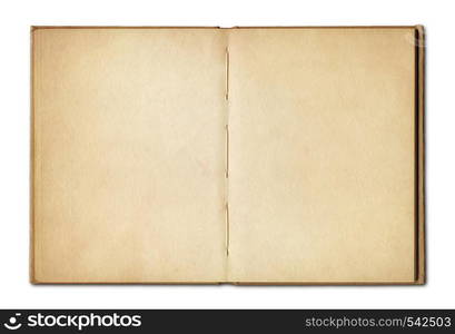 Old vintage open book isolated on white background. Vintage open book isolated on white background