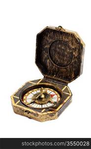 Old vintage retro compass isolated