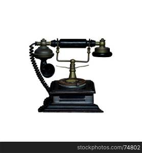 old vintage telephone isolated on white background