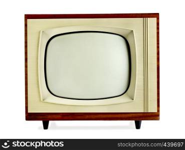 Old vintage television isolated on white background with copy space (clipping path included)