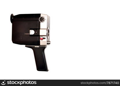 old vintage video camera over white background